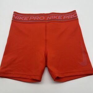 Nike Pro Womens Dri-Fit Red Orange Rare Training Compression Biker Shorts Medium